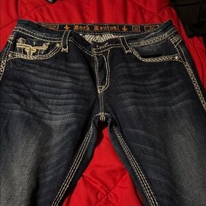 Rock Revival Indigo Jeans with White Stitching